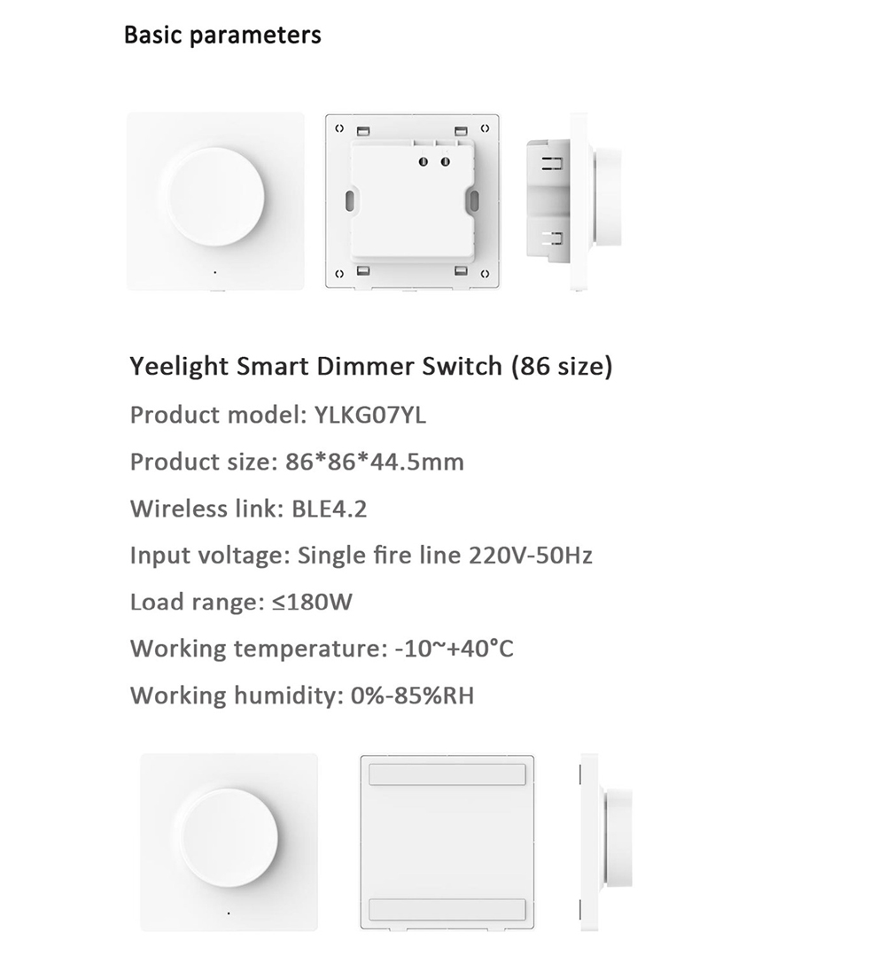 Yeelight Bluetooth Dimmer Switch Smart Controller 86 Boxes ( Xiaomi Ecosystem Product ) - White 86 Boxes