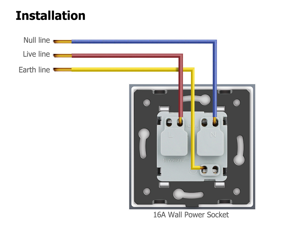LIVOLO 16A Wall Power Socket with Glass Panel for EU Plug
